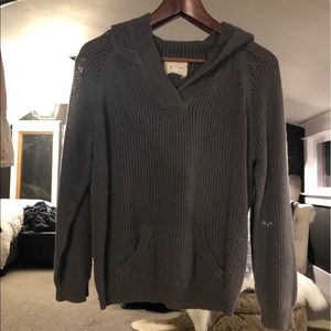 Gray mesh knit hoodie